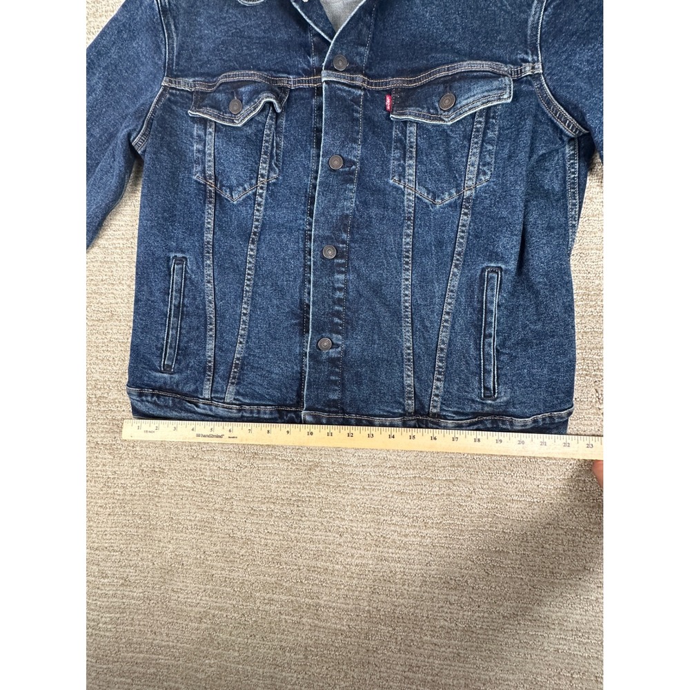 Levis Mens Standard Trucker Denim Jacket Dark Wash Blue Size L L/G - Picture 3 of 11